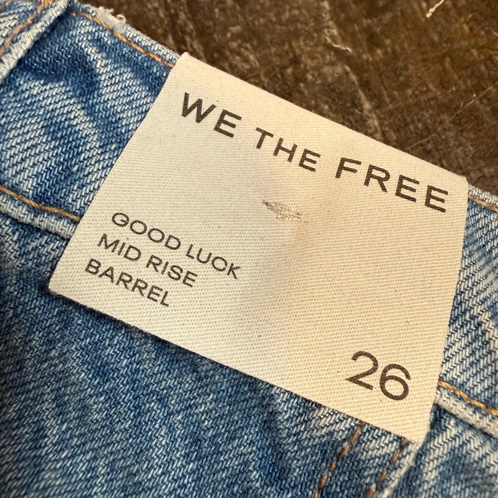 We The Free Good Luck Barrel Jeans NWT Size 26 Mid Rise Wide Leg Horseshoe Denim - Picture 7 of 10